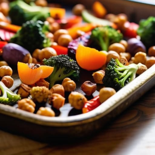 Roasted veggies: The One-Pan Chickpea Wonder.