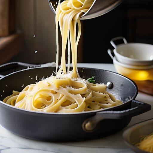 The Ultimate Comforting Creamy Pasta in pan.