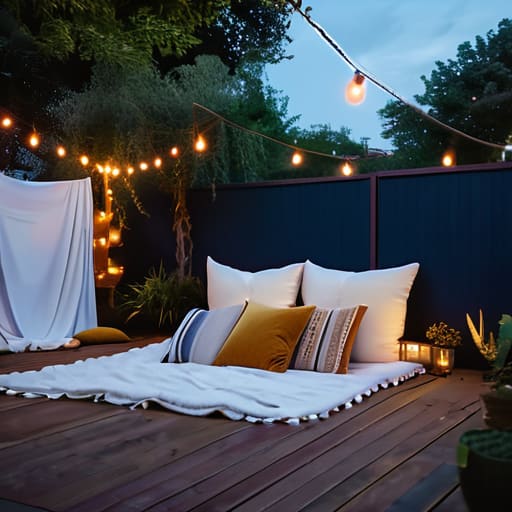 Backyard Cinema Under the Stars setup.